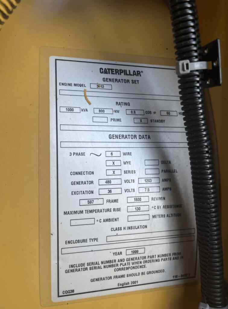 Caterpillar 3412C Standby Diesel Generator